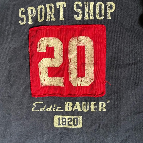 Vintage Eddie BauerMens XXL Faded Spell Out Heavyweight Long Sleeve Rugby Polo - Picture 5 of 7